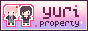 yuri property - pixel button with two girls and pixel lettering